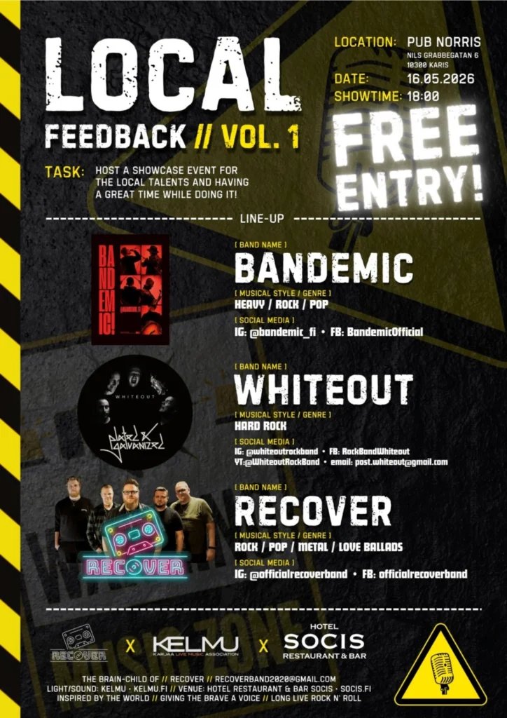 Local Feedback Vol 1, 16.5.2026, Pub Norris, Karjaa